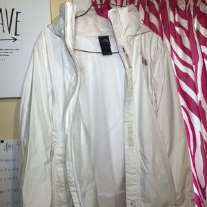 white north face rain jacket